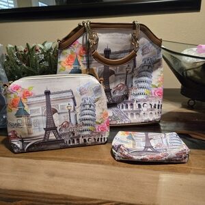 Paris Print Women's Bag Set